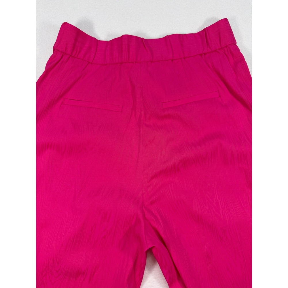 H&M‎ Wide Leg Trousers High Waist Pleated Women's 8 Pink Textured Barbiecore NWT - Picture 8 of 8